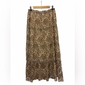 Candie's Brown/Cream Snake Print Cowgirl Maxi Skirt Size Large Country Festival